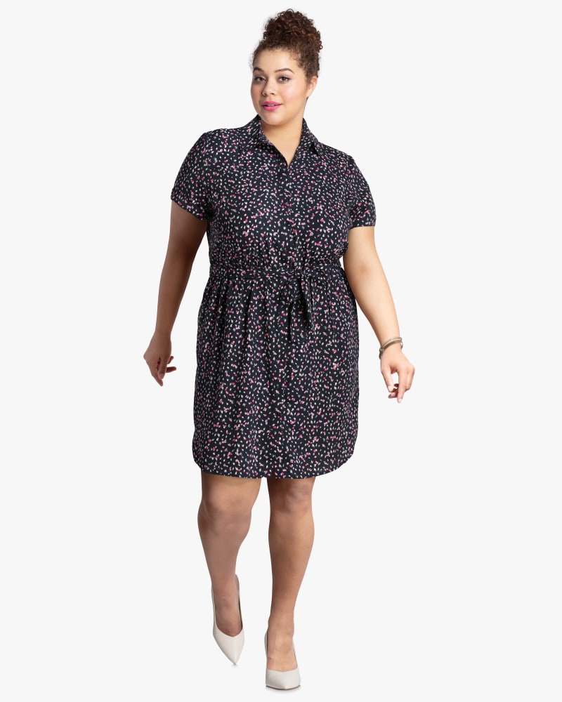 Plus size model with diamond body shape wearing Sugarland Woven Shirt Dress by Molly&Isadora | Dia&Co | dia_product_style_image_id:115633